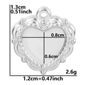 Colgante de corazón en acero inoxidable plateado para joyería DIY con bordes perlados - Color Acero