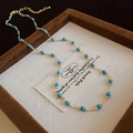 Bohemian gold chain necklace with blue faceted beads and adjustable clasp closure - 9# Necklace - Gold Beaded (Gold Plated)