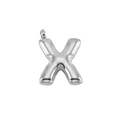 Modern 3D bubble style alphabet X pendant in polished silver stainless steel finish - Letter X-Pendant Only / Silver