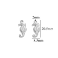Silver stainless steel seahorse charm pendant with 20.5x8.5mm size specifications - Steel Color Seahorse-558