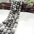 Natural tiger eye and gray marble jasper round beads for DIY jewelry making accessories - Black Network Stone 16 / 6mm / Approx 63pcs