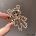 Pince à cheveux ours doré évidé avec strass et spécification de taille 7,5 cm - 108# Ours en Strass