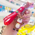 Cartoon reindeer Christmas keychain with red silicone wristband and gift charm - Scarf Reindeer