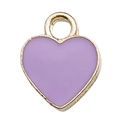DIY jewelry charm featuring a purple heart enamel pendant with gold metal finish - Heart (16496)