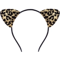 Cat ear headband with golden glitter finish and black leopard print pattern - Gold (Leopard Print)