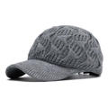Gorra de béisbol de punto gris oscuro con textura de ochos y visera curva para invierno - Ajustable / Gris