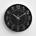 Modern 12-inch wall clock featuring a black dial, silver metal frame and 3D numerals - Black Dial Silver Plated Frame
