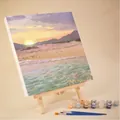 Kit peinture par numéro paysage marin coucher de soleil avec 12 couleurs et chevalet - 20x20cm Kit avec Cadre / AVN6 Coucher de Soleil Vue sur Mer Chaude