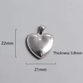 Detailed size view of a 22x21mm heart pendant with polished finish and beaded edge - Beaded Border Heart Polished (P00037S)
