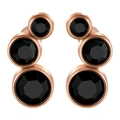 Boucles d'oreilles en acier inoxydable rose doré avec cristaux noirs tchèques en 16G - 16G-6mm-Oreille Gauche / Base Or Rose - Zircon Noir