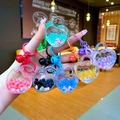 Set de llaveros de corazón en acrílico con arena movediza, flores y cascabeles de colores - Estilo de Cierre de Mosquetón / Multicolor