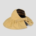 Detail of sun hat with breathable black mesh lining and yellow bow decorative back - One Size / Yellow
