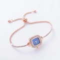 Rose gold square watch for women with blue dial and adjustable diamond bracelet - Rose Gold-Square Blue Dial