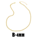 Collar de cadena con bolas doradas de 4mm y cierre de langosta en estilo hip-hop sencillo - 4mm