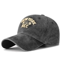Cappellino baseball in cotone grigio lavato con ricamo New York 1978 panna - Nero
