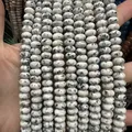 Lot de perles abacus en pierre naturelle tachetée blanche pour création de bijoux - 5*8mm (environ 73 pièces/fil) / Granit
