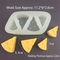 3-cavity silicone cheese mold with yellow samples showing detailed texture and dimensions - 2 Large and 2 Small Cheese Molds Set