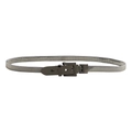 Silver metal elastic spring belt for women featuring a minimalist black square buckle - Gunmetal
