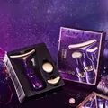 Purple and gold electric facial massager set with two interchangeable heads in a gift box - 3-in-1 Beauty Device / Purple + Gold
