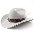 Detail of grey cowboy hat featuring a leather band with silver star sheriff badge - M (56-58cm) / Light Gray