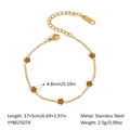 Elegant 18K gold-plated stainless steel bracelet featuring small rose flower charms - Rose Anklet (YYB025074)