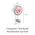 Transparent suction cup hook with pink bow decoration for bathroom and kitchen tiles - Pink Bowknot / Clear