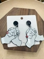 Unique pink and white acrylic heart earrings for Mother's Day gift fashion jewelry - Hand Heart