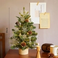 Mini 45cm tabletop Christmas tree with warm LED lights, snowflakes and wooden base - Crystal Decor Tree (45cm)