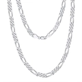 S925 sterling silver Figaro chain necklace featuring a high-polished silver finish - 5MM Figaro Chain - White Gold / 45cm