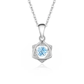 S925 sterling silver hexagram necklace with sky blue moissanite and pave zircon - Zirconia Aquamarine White Gold (FDTD-004) / 925 Silver