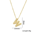 Gold plated letter W pendant necklace with micro-pave cubic zirconia and dimensions - Letter W / Gold