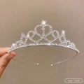 Silver 12cm crystal heart tiara for bridesmaids with sparkling rhinestones details - 12cm / Crown Style 102 (Silver)