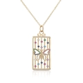 Detail of 18K gold plated necklace with a hollow butterfly pendant set with colorful zircon - Colorful Butterfly Hollow