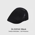 Black mesh newsboy cap with NHXYST embroidery and breathable side vents for summer - Adjustable (54-58cm) / Black