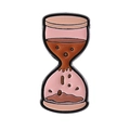 Pink and brown hourglass coffee enamel pin badge accessory with sleek black metal outlines - Hourglass Style (QHXZ3824)