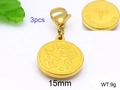 Set of 3 gold stainless steel Aries zodiac charms with lobster clasps and 15mm diameter - Aries (KLJ025-Z)