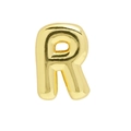 18k gold bubble letter R charm with a polished balloon style finish for DIY bracelets - Gold Letter-R