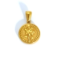 Vintage style gold flower pendant featuring a 3D embossed chrysanthemum with beaded edge - July Chrysanthemum (SP599G-7) (Pendant Only (Without Chain))