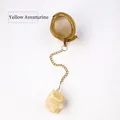 Gold tea infuser with 304 stainless steel mesh and raw yellow aventurine stone - Yellow Aventurine (Gold)