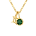 Collana Gemelli con ciondolo in pietra verde smeraldo e acciaio inossidabile oro - Maggio Verde Gemelli - Color Oro
