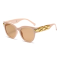 Retro oval sunglasses in nude pink with gradient brown lenses and gold stud details - Beige Frame Tea Lens