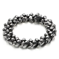 Retro gothic skull link bracelet for men in vintage oxidized silver finish stainless steel - Vintage Distressed Thick Link Skull Style (KB81441-BD)