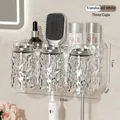 Three-cup transparent white glacier texture wall-mounted toothbrush holder 25x11x6cm - Transparent Silver 3 Cups Rack