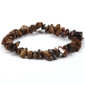 Natural Tiger Eye irregular stone bead elastic bracelet with polished brown crystals - Tiger's Eye