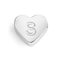 Silver stainless steel heart pendant featuring an engraved letter S for DIY jewelry - Letter S (Silver)