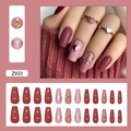 Bordeauxrote und rosa Herz-Drucknägel im Ballet-Stil mit Strasssteinen, 24-teiliges Set - Z933 Einfache Einfarbig [Kleber-Stil]