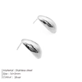 Polished silver stainless steel irregular bean stud earrings measuring 16x5mm size - 16x5mm / Silver