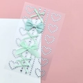 DIY makeup stickers featuring mint green ribbon bows and heart-shaped rhinestones - Mint Green Bow Jewels (BJA-642)