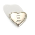 Ciondolo a cuore d'argento lucido con lettera E incisa in acciaio inossidabile - Stile Lettera E (SP143S-E)
