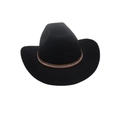 Classic black felt western cowboy hat with brown leather band and silver rhinestones - Black